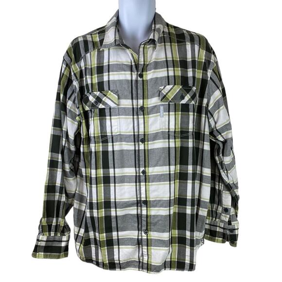 Columbia Button Up Shirt Green Black White Size XL - Picture 1 of 6